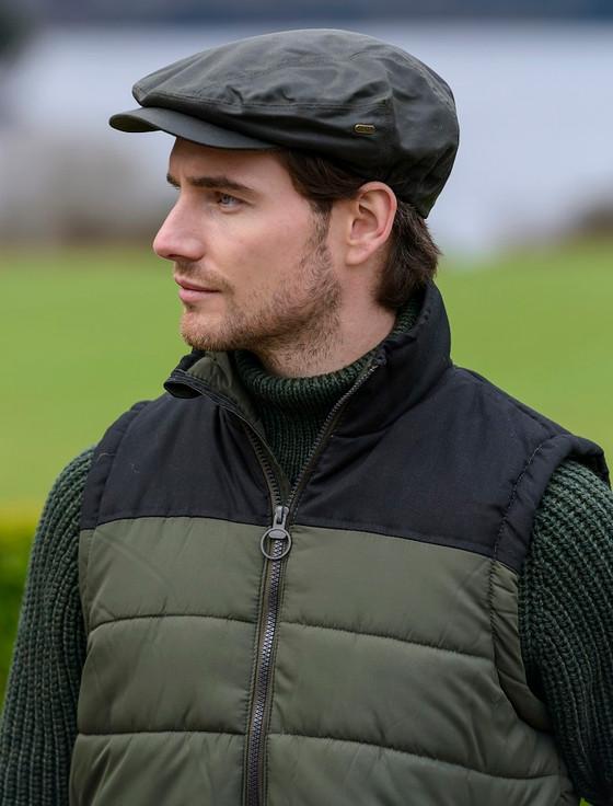 Aran Cashmere Kerry Wax Flat Cap - Olive