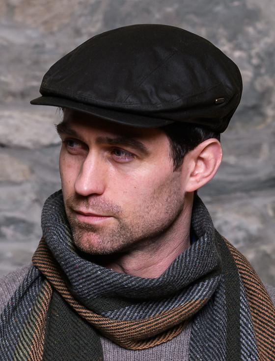 aran cashmere Kerry Wax Flat Cap - Olive