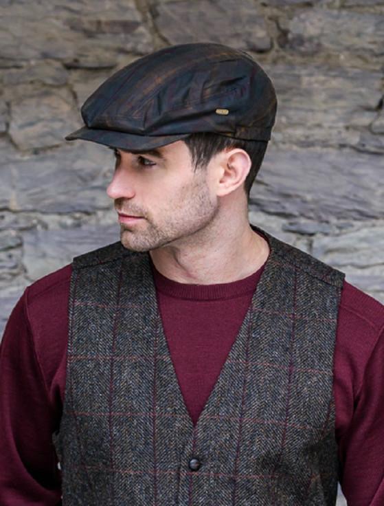 Aran Cashmere Kerry Wax Flat Cap - Tartan