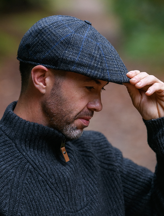 Aran Cashmere Killarney Pub Cap - Charcoal Blue
