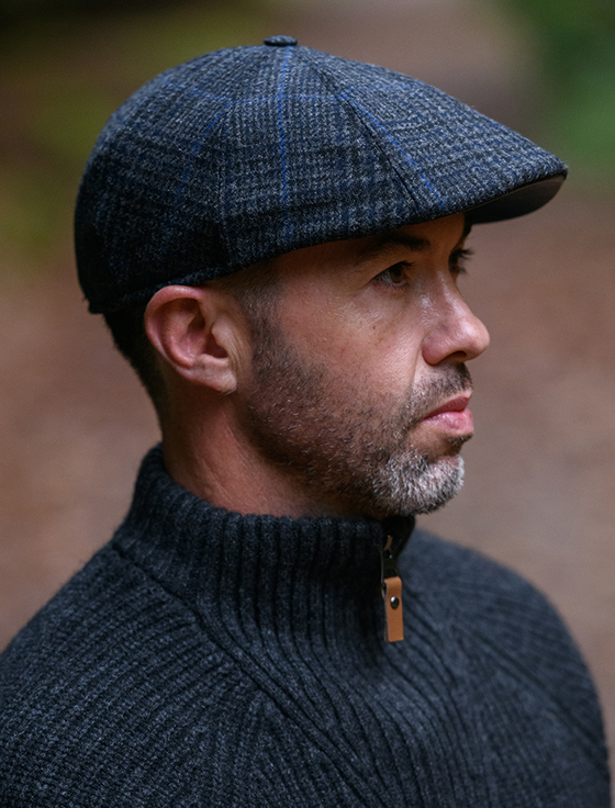 aran cashmere Killarney Pub Cap - Charcoal Blue