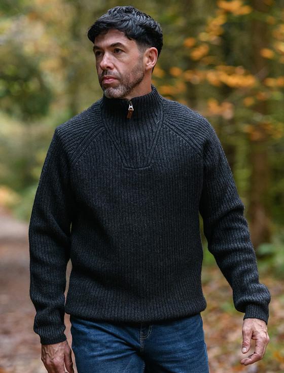 Aran Cashmere Killybegs Half-Zip Wool Sweater