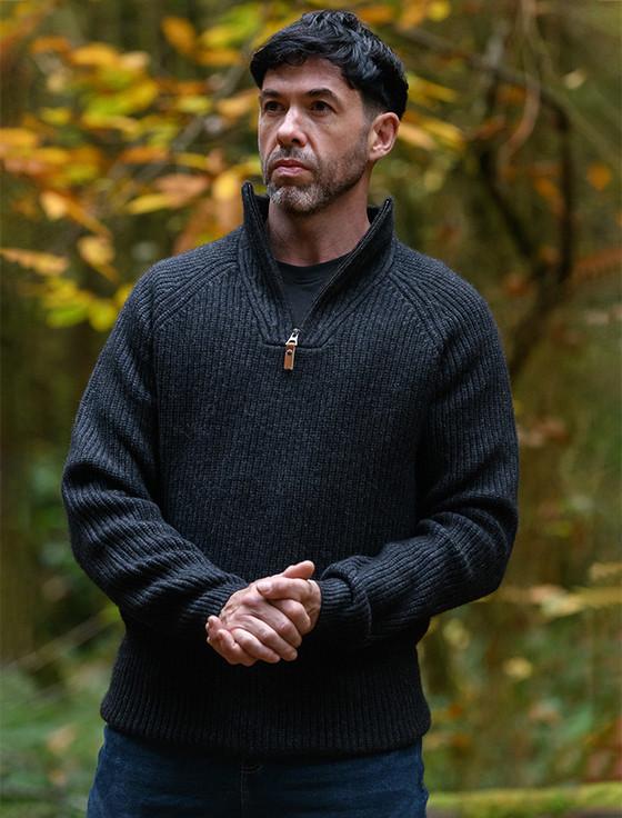 aran cashmere Killybegs Half-Zip Wool Sweater