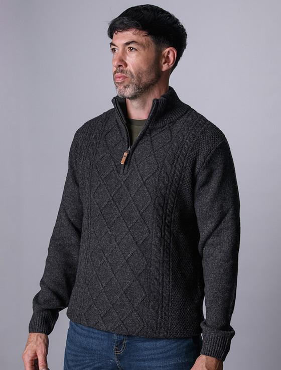 Aran Cashmere Kinsale Half-Zip Wool Sweater