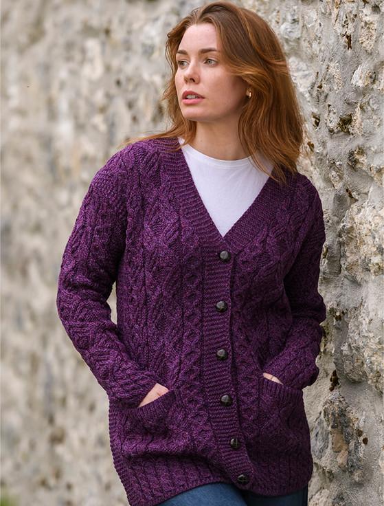 Aran Cashmere L‎ad‎ie‎s But‎ton‎-‎Up Aran Cardigan