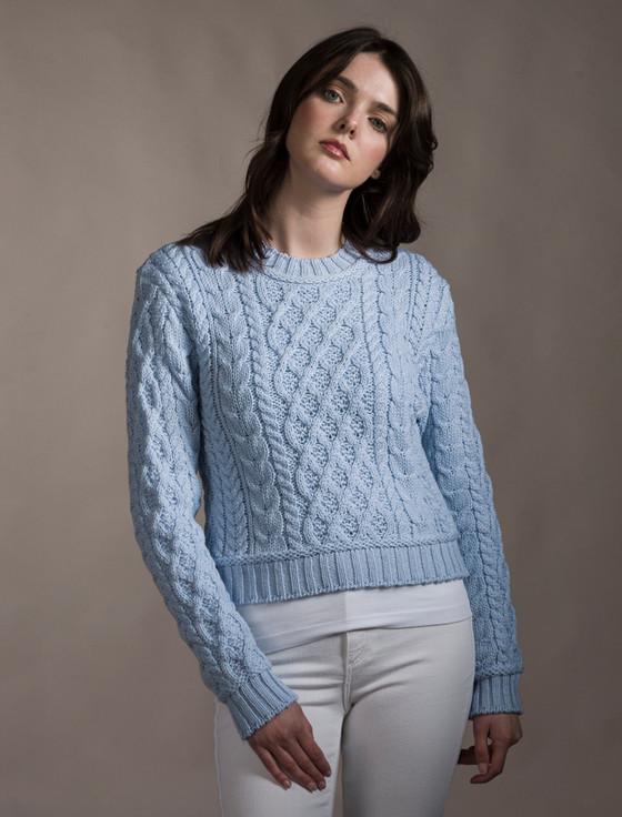 Aran Cashmere L‎adi‎es ‎Croppe‎d A‎ran Sweater
