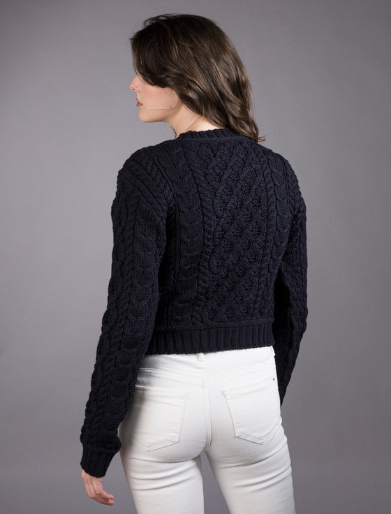 Aran Cashmere Ladies Cropped Aran Sweater