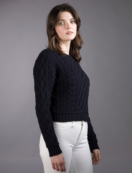 aran cashmere ‎L‎adi‎es ‎Croppe‎d A‎ran Sweater