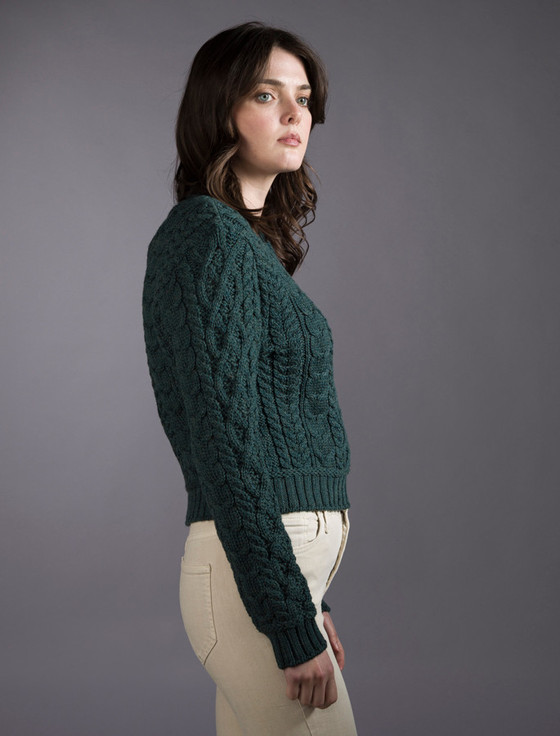 Aran Cashmere Ladies Cropped Aran Sweater