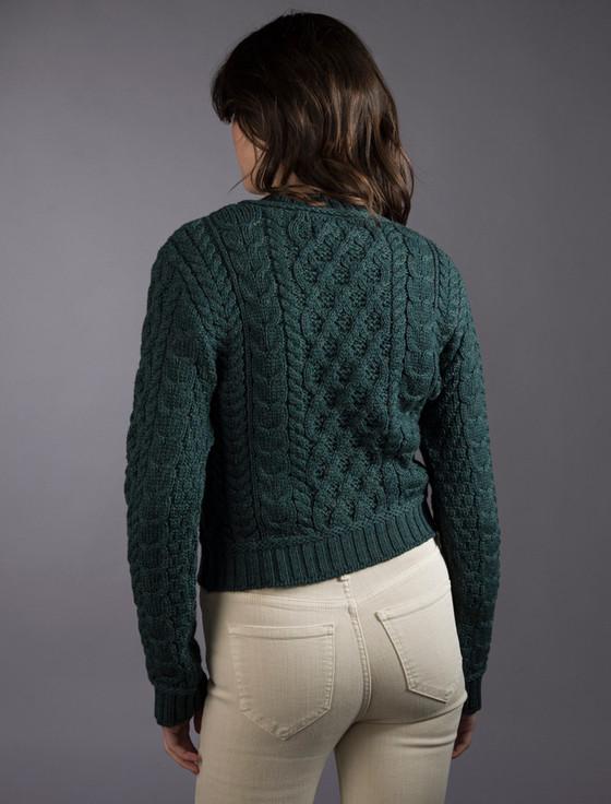 Aran Cashmere Ladies Cropped Aran Sweater