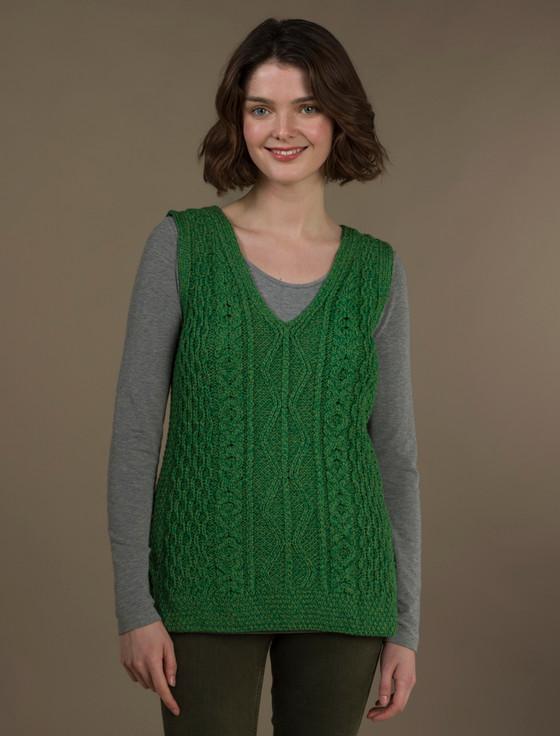 aran cashmere L‎‎‎adies V-Neck Aran ‎Wool Slipover