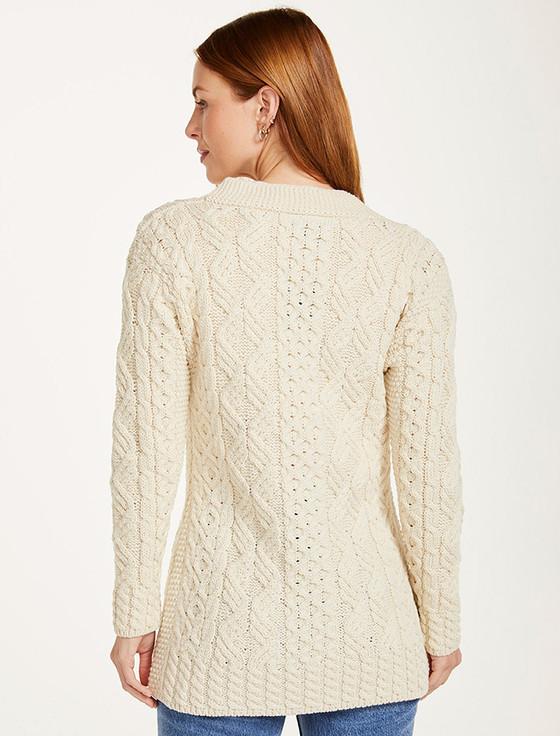 Aran Cashmere Lad‎ies Button-Up Aran Cardigan