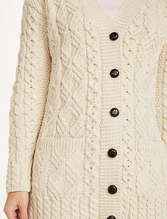 Aran Cashmere Lad‎ies Button-Up Aran Cardigan