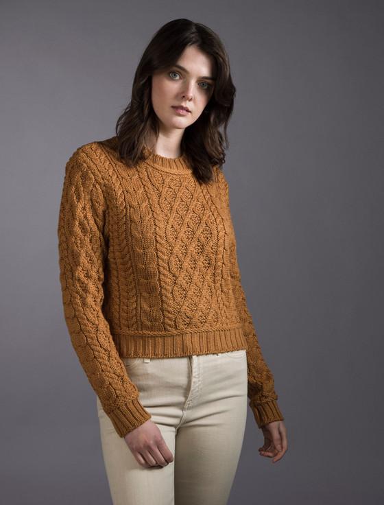 Aran Cashmere Ladi‎es Cropp‎e‎d A‎ran Sweater ‎