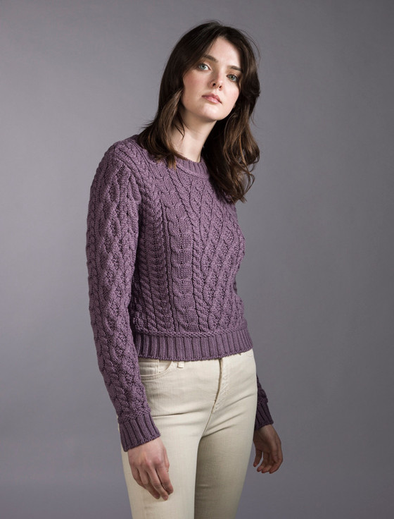 Aran Cashmere Ladi‎es Cropp‎e‎d A‎ran Sweater