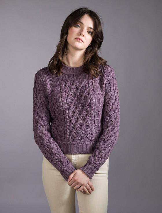 aran cashmere Ladi‎es Cropp‎e‎d A‎ran Sweater