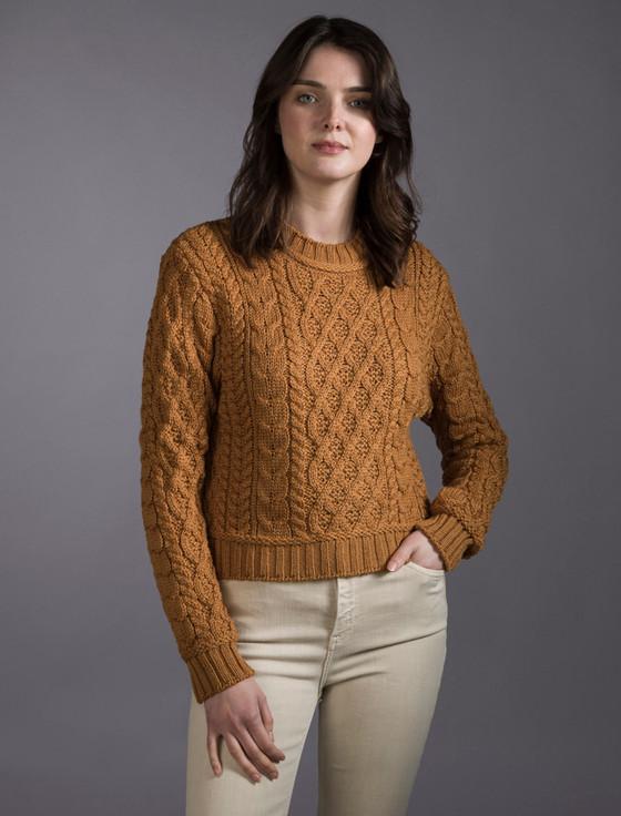 aran cashmere Ladies Cropped Aran Sweater 