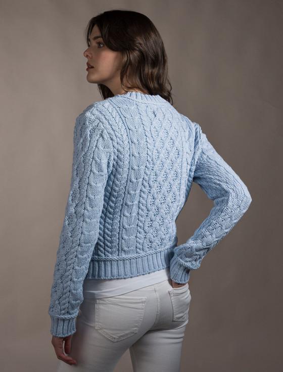 Aran Cashmere Ladies Cropped Aran Sweater