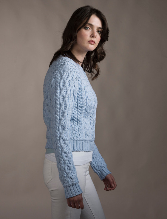 Aran Cashmere Ladies Cropped Aran Sweater