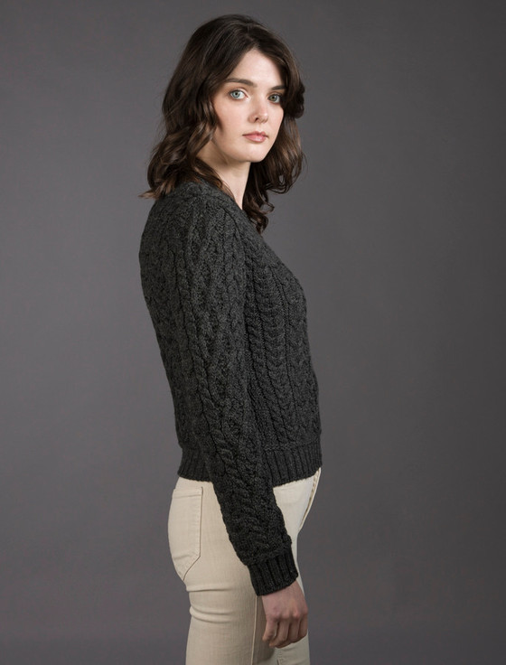 Aran Cashmere Ladies Cropped Aran Sweater