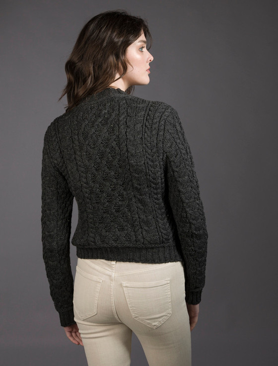 Aran Cashmere Ladies Cropped Aran Sweater