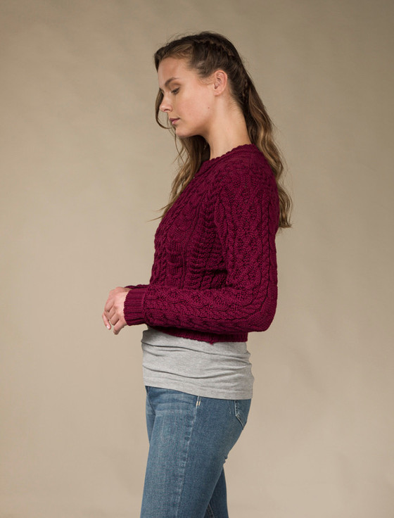 Aran Cashmere ‎Ladi‎es Cropp‎e‎‎‎d Aran Sweater