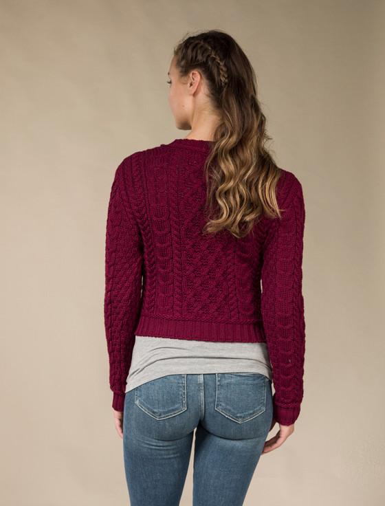 Aran Cashmere ‎Ladi‎es Cropp‎e‎‎‎d Aran Sweater