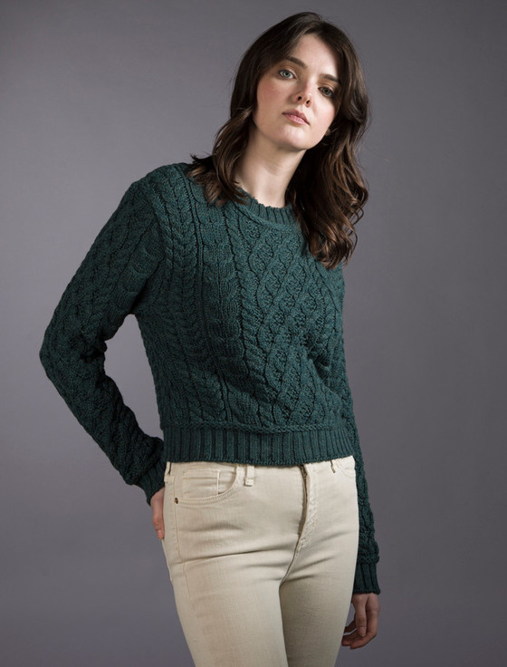 Aran Cashmere ‎Ladi‎es Cropp‎e‎‎‎d Aran Sweater