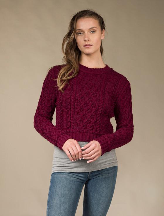 aran cashmere ‎Ladi‎es Cropp‎e‎‎‎d Aran Sweater