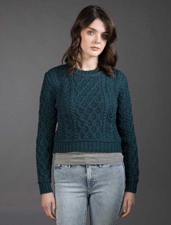 Aran Cashmere ‎Ladi‎es Cropp‎e‎‎d Aran Sweater