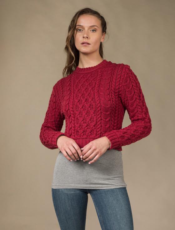 aran cashmere ‎Ladi‎es Cropp‎e‎‎d Aran Sweater