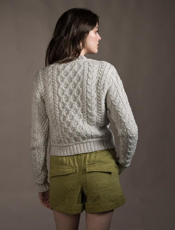 Aran Cashmere Ladies Cropped Aran Sweater