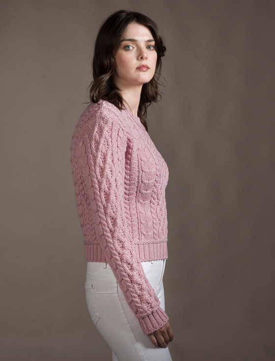 Aran Cashmere ‎Ladi‎es Croppe‎d‎ Aran Sweater