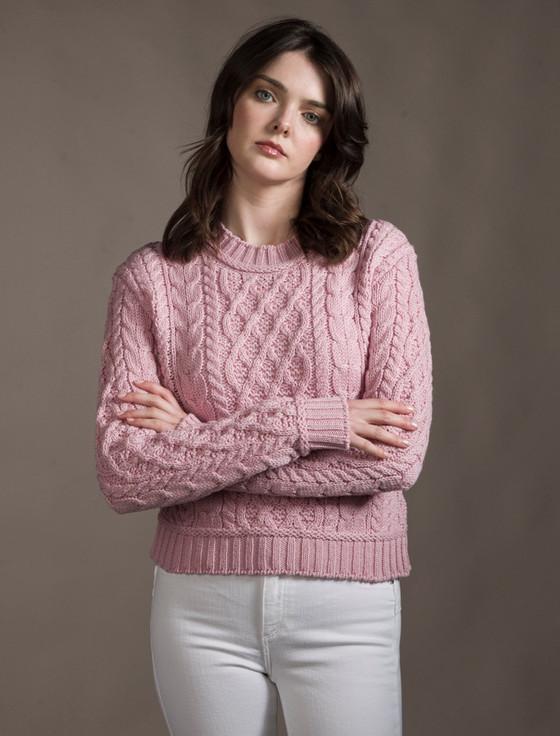 Aran Cashmere ‎Ladi‎es Croppe‎d‎ Aran Sweater