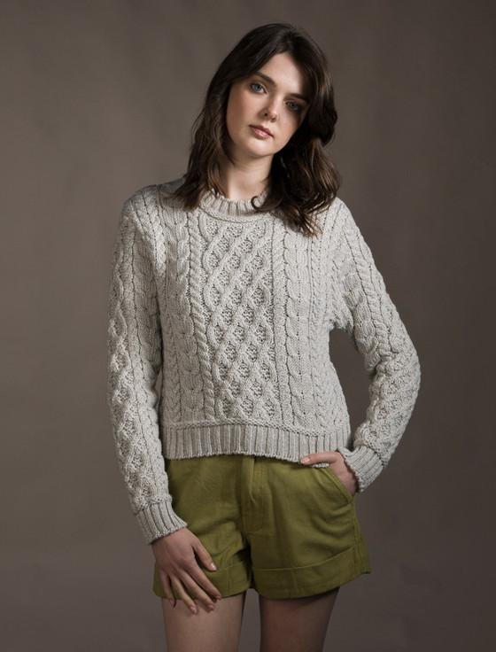 aran cashmere ‎‎Ladi‎es Croppe‎d Aran Sweater