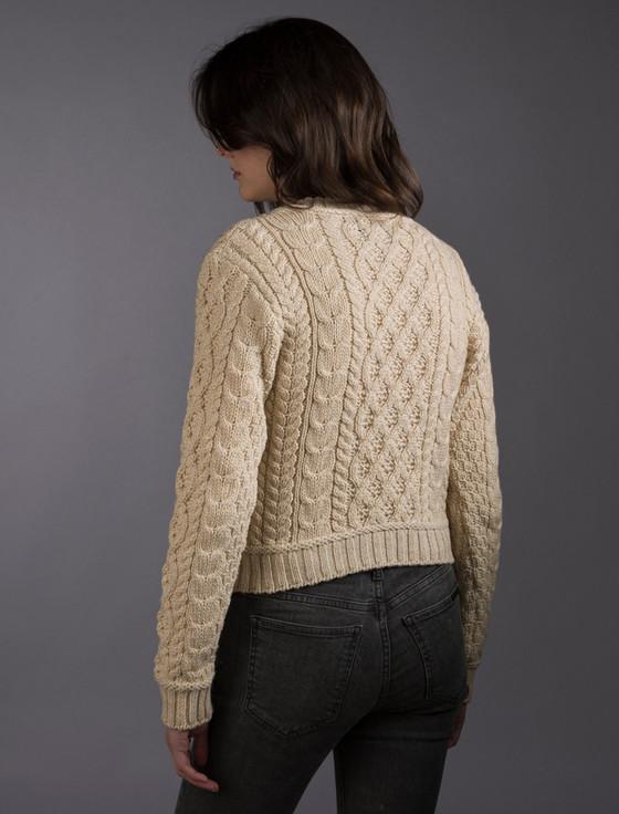 Aran Cashmere Ladies Cropped Aran Sweater