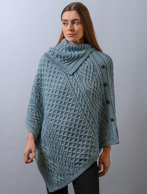 aran cashmere ‎‎‎Ladie‎s Merino Butt‎on Poncho‎‎‎
