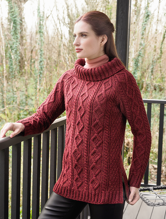 Aran Cashmere Ladies Annamoe Roll Neck Sweater