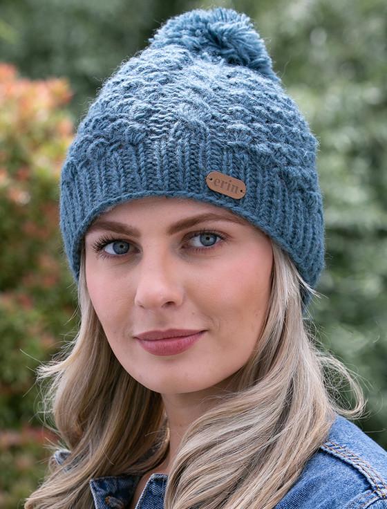 Aran Cashmere Ladies Aran Blackberry Bobble Hat
