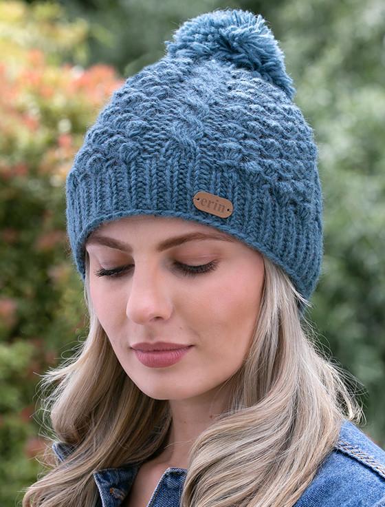 Aran Cashmere Ladies Aran Blackberry Bobble Hat