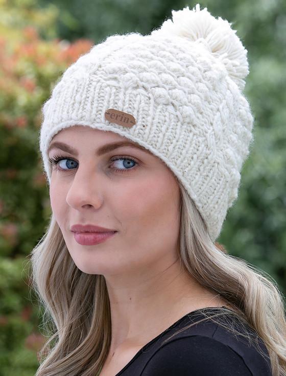 Aran Cashmere Ladies Aran Blackberry Bobble Hat