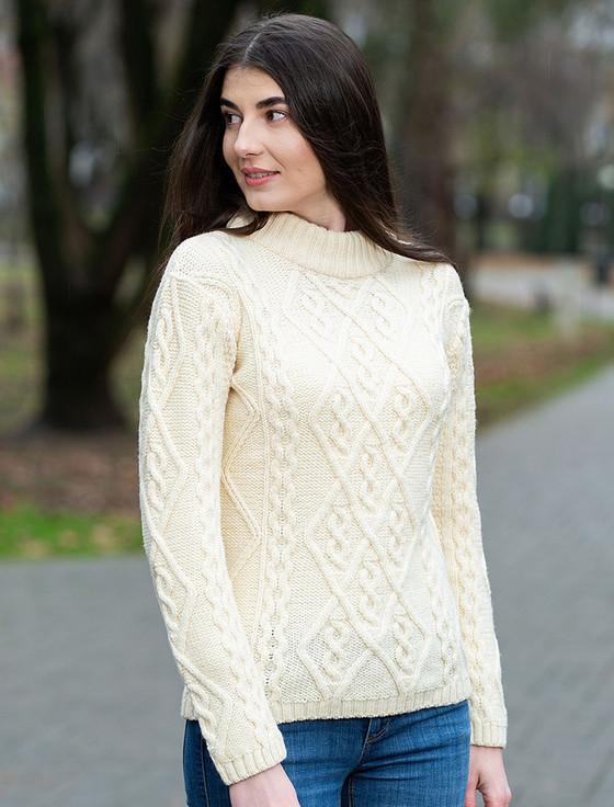 Aran Cashmere Ladies Aran Cable Knit Sweater