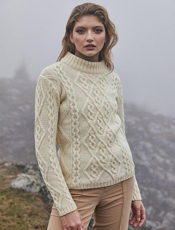 aran cashmere Ladies Aran Cable Knit Sweater