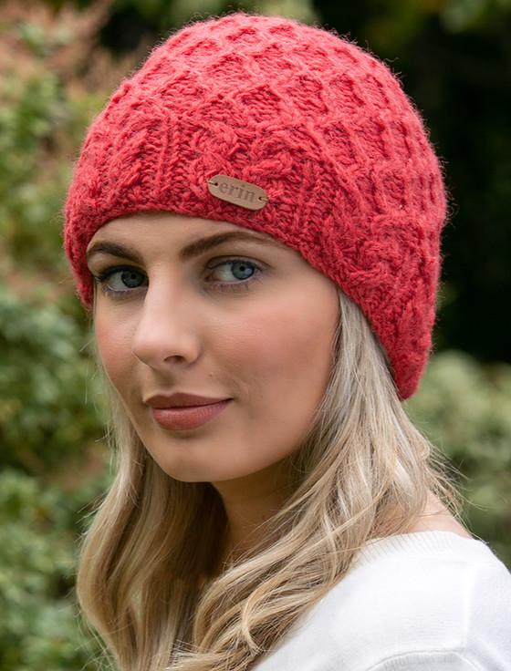 aran cashmere Ladies Aran Diamond Pull-on Hat