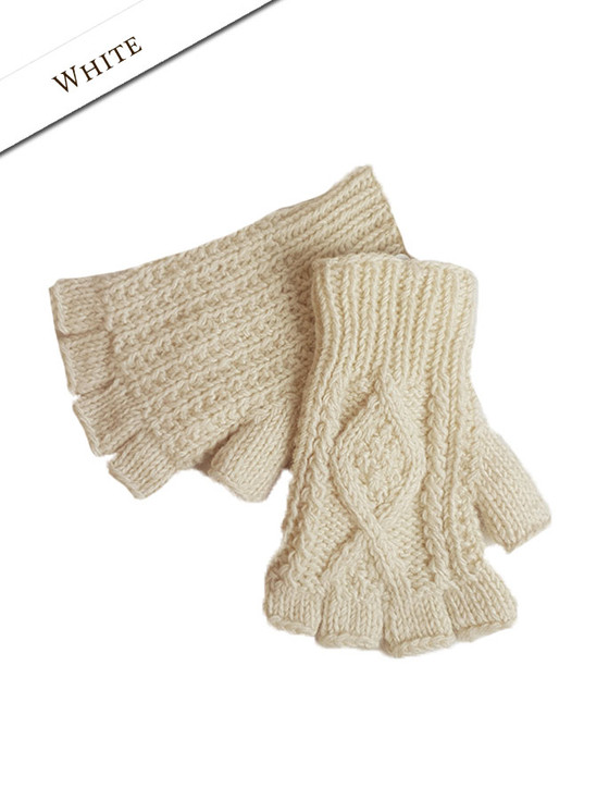 aran cashmere Ladies Aran Fingerless Gloves