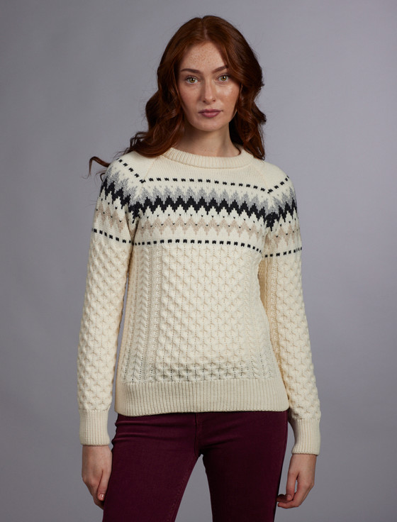 Aran Cashmere Ladies Aran Raglan Sweater