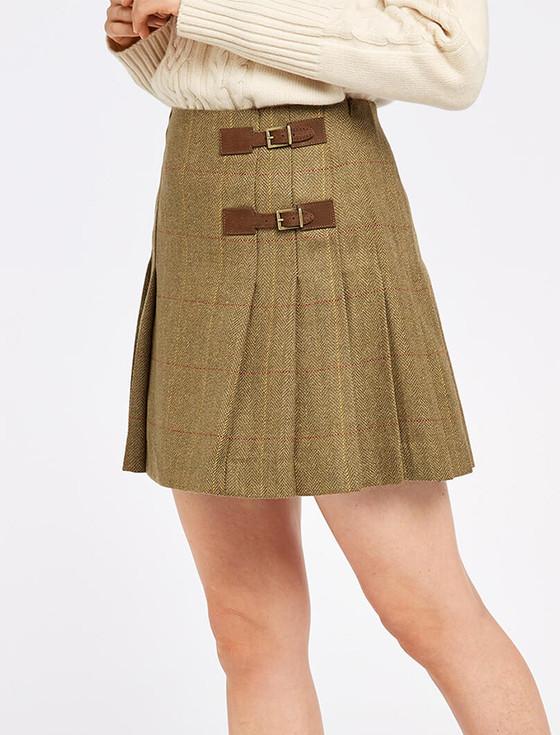 Aran Cashmere Ladies Blossom Tweed Skirt - Elm