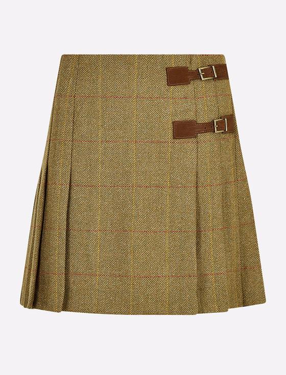 Aran Cashmere Ladies Blossom Tweed Skirt - Elm