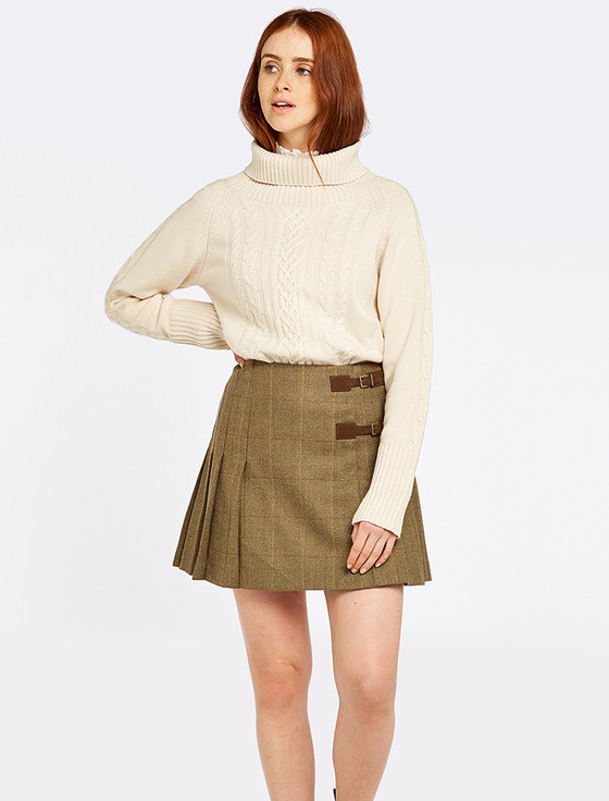 aran cashmere Ladies Blossom Tweed Skirt - Elm