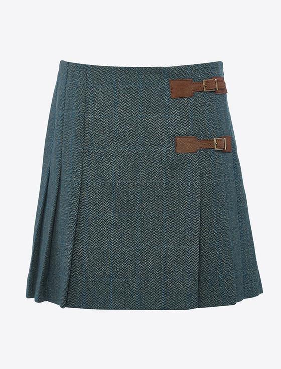 Aran Cashmere Ladies Blossom Tweed Skirt - Mist
